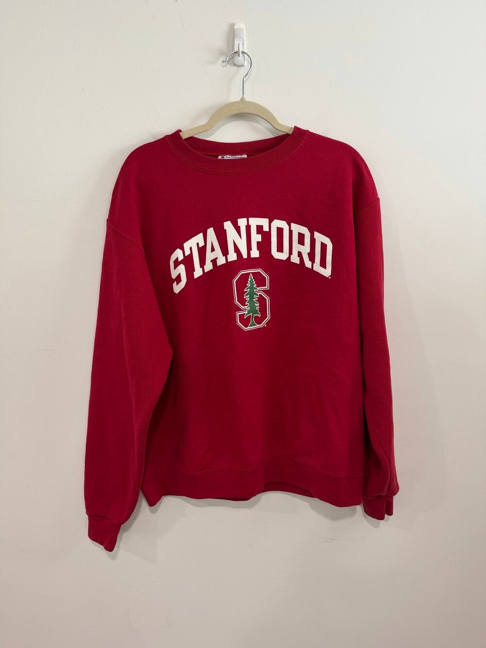 Champion Standford University Red Green Pine Crewneck Sweatshirt Size L